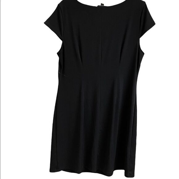 Black Cap Sleeve Dress with Bow Neckline Embellishments by Forever - Picture 7 of 8